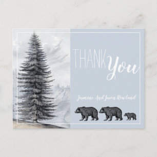 Rustic Woodland Bears Baby Shower Thank You Postcard