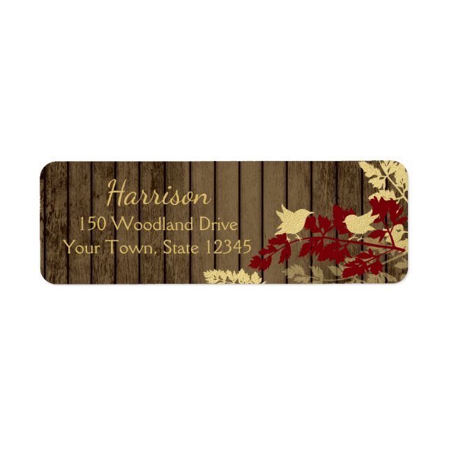 Rustic Woodland Birds Holiday Address Return Address Label (Front)