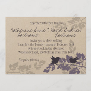 Rustic Woodland Birds Wedding Invitation