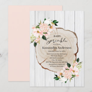 Rustic Woodland Blush Floral Baby Sprinkle Invitation