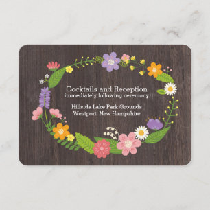 Rustic Woodland Bohemian Floral Wreath Wedding Enclosure Card