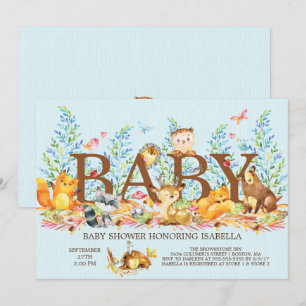 Rustic Woodland Boys Baby Shower Invitation