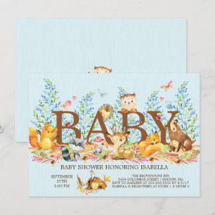 Rustic Woodland Boys Baby Shower Invitation