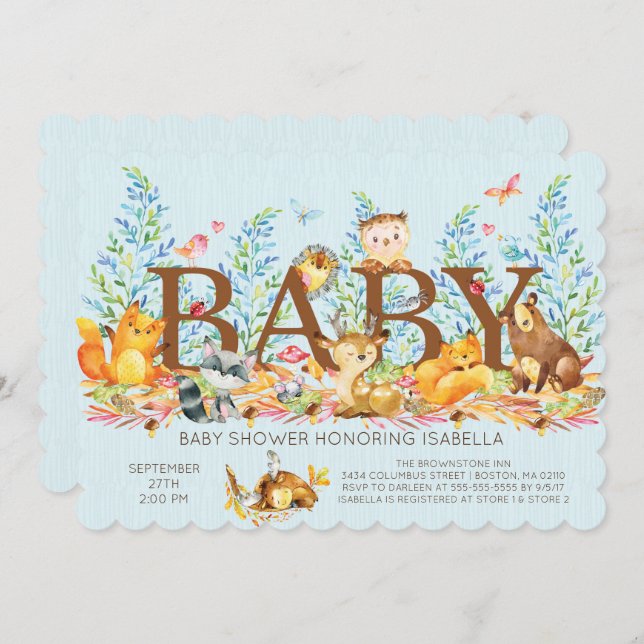 Rustic Woodland Boysl Baby Shower Invitation (Front/Back)