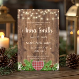 Rustic Woodland Bridal Shower Invitation   Plaid