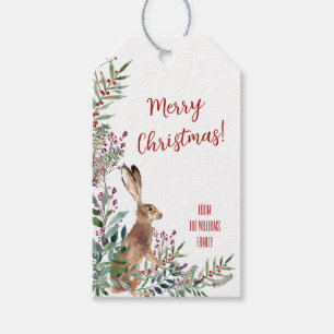 Rustic Woodland Bunny Christmas Gift Tags