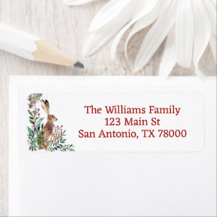 Rustic Woodland Bunny Christmas Return Address Return Address Label