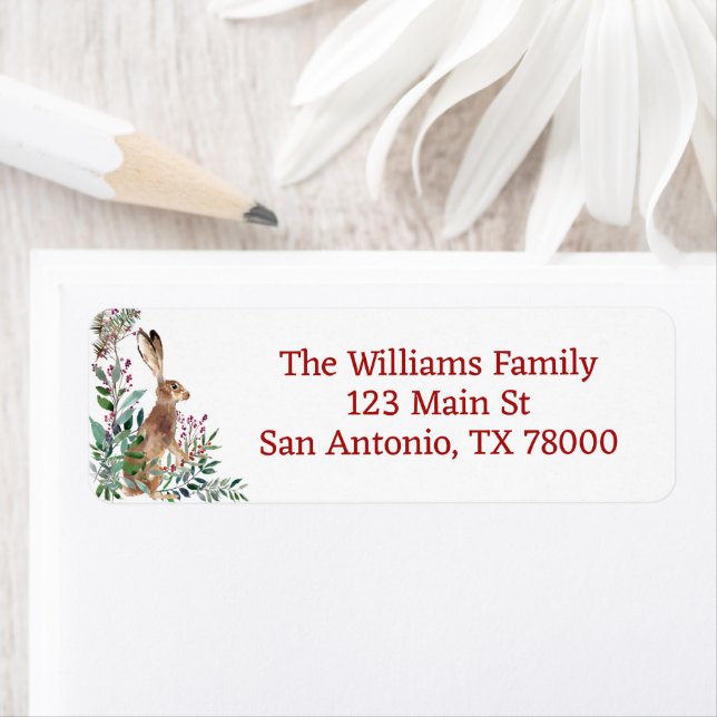 Rustic Woodland Bunny Christmas Return Address Return Address Label (Insitu)