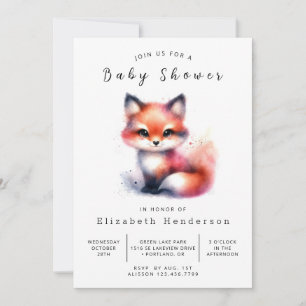 Rustic Woodland Charm Fox Baby Shower Invitation
