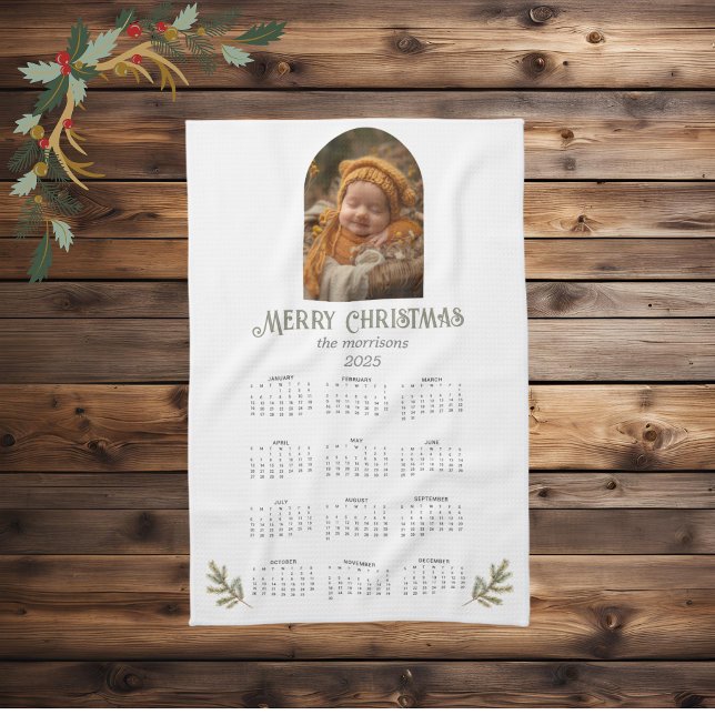 Rustic Woodland Christmas 2025 Calendar Photo  Tea Towel (Creator Uploaded)