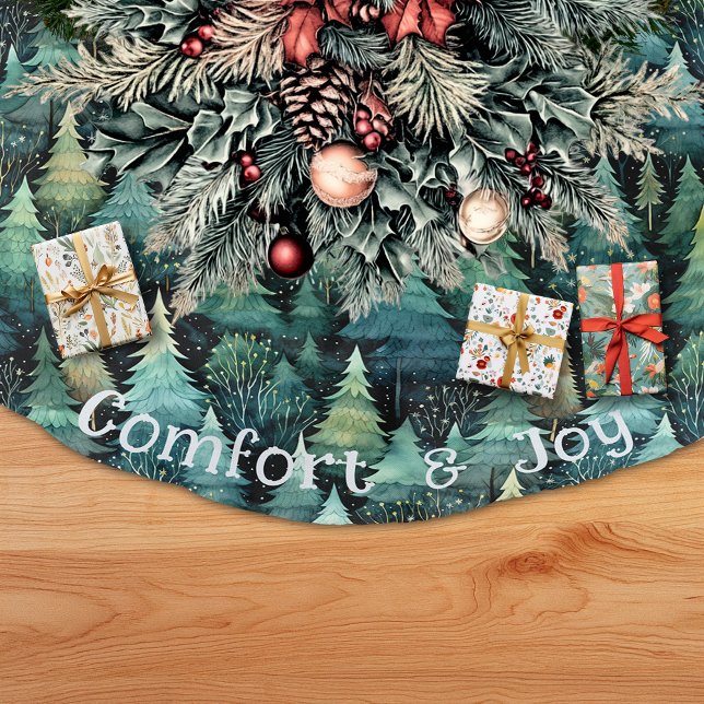 Rustic Woodland Christmas Brushed Polyester Tree Skirt (Rustic Woodland Christmas Tree Skirt)