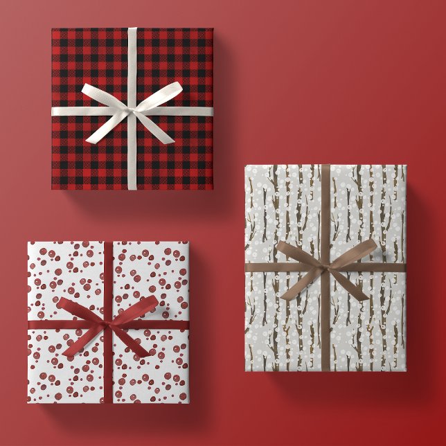 rustic woodland christmas gift wrapping paper trio (Creator Uploaded)