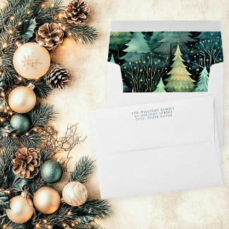 Rustic Woodland Christmas Lined Return Address Envelope