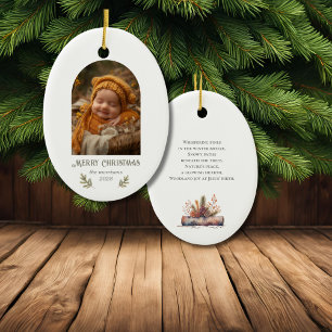 Rustic Woodland Christmas Oval Ceramic Ornament