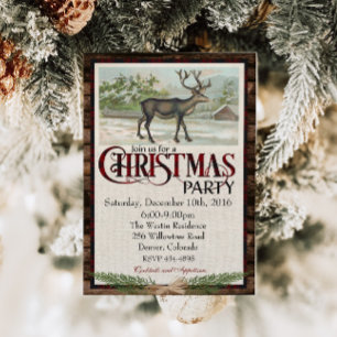 Rustic Woodland Christmas Party Invitation