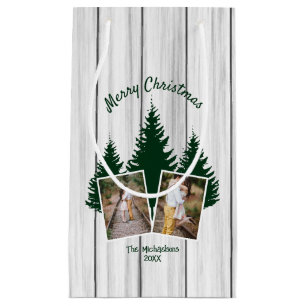 Rustic Woodland Christmas Photo Small Gift Bag