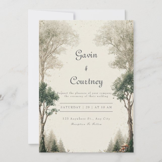 Rustic Woodland Cottage Wedding  Invitation (Front)