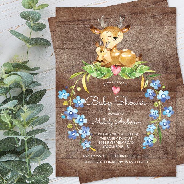 Rustic Woodland Deer Baby Shower Invitation (Creator Uploaded)