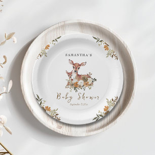 Rustic Woodland Deer baby shower Paper Plate