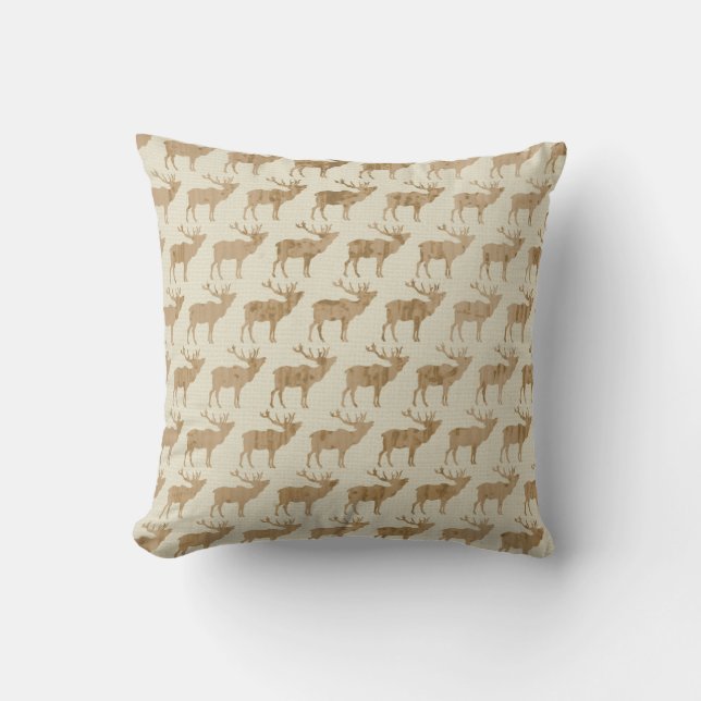 Rustic Woodland Deer Elk Pillow (Front)