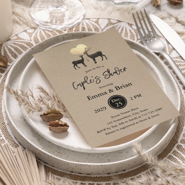 Rustic Woodland Deer Fall Winter Couple's Shower Invitation (Creator Uploaded)