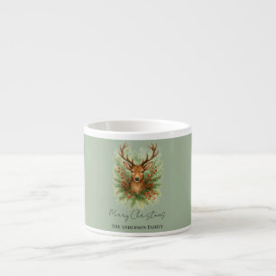 Rustic Woodland Deer Head with Winter Foliage - Espresso Cup