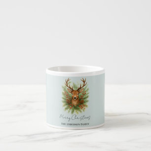 Rustic Woodland Deer Head with Winter Foliage - Espresso Cup