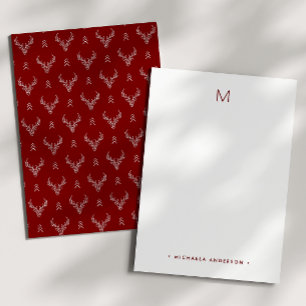 Rustic Woodland Deer Monogram & Name Stationery Card