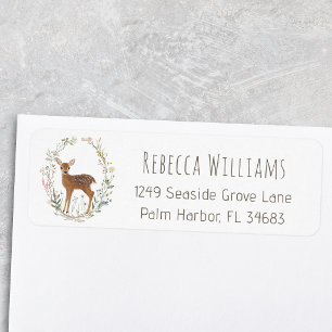 Rustic Woodland Deer Watercolor Return address Label