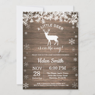 Rustic Woodland Deer Winter Baby Shower Invitation