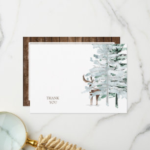 Rustic Woodland Deer & Wood Thank You Card
