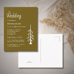 Rustic Woodland Evergreen Tree Boho Casual Invitation Postcard