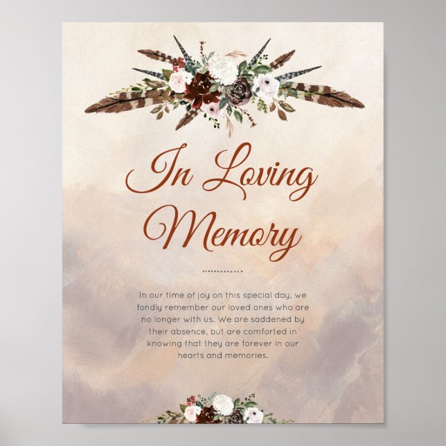 Rustic Woodland Feathers and Floral Bloom Poster (Front)