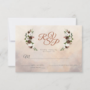 Rustic Woodland Feathers and Floral Bloom RSVP Card