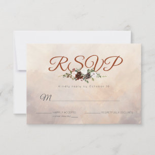 Rustic Woodland Feathers and Floral Bloom RSVP Card