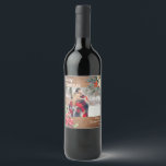 Rustic Woodland floral Christmas Photo Wine Label<br><div class="desc">This is a great idea for newlyweds,  newly engaged favours or gifts. As well as gift for grandparents or auntie and uncle. It can be personalised with your photography. Easy to edit text.</div>