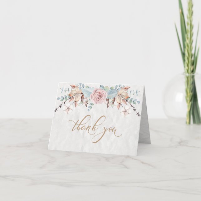 Rustic Woodland Floral Unicorn Thank You Card (Front)