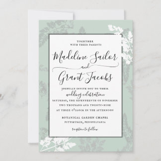 Rustic Woodland Foliage Sage Wedding Invitation