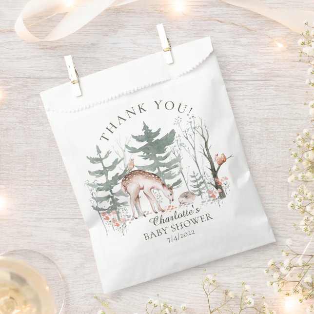 Rustic Woodland Forest Animals Baby Shower Favour Bag (Clipped)