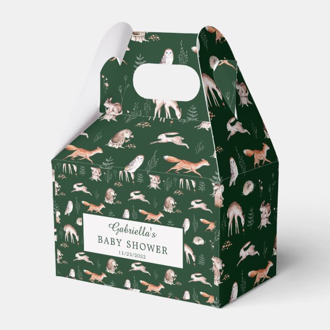 Rustic Woodland Forest Animals Baby Shower Favour  Box (Front Side)