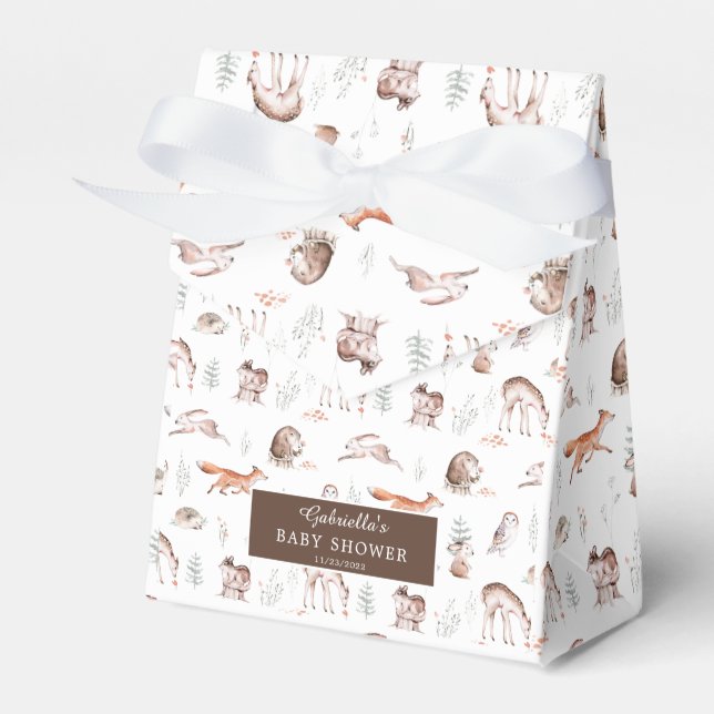 Rustic Woodland Forest Animals Baby Shower Favour  Box (Front Side)