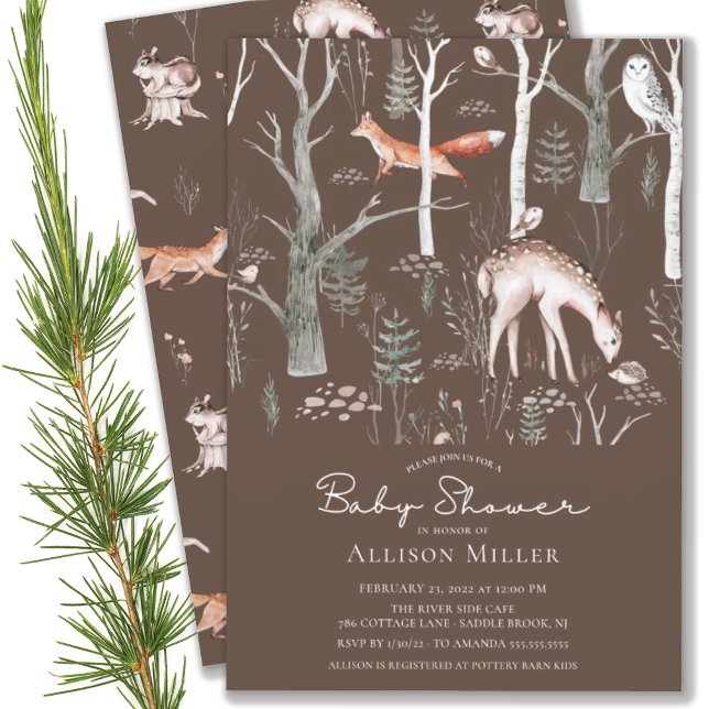 Rustic Woodland Forest Animals Baby Shower Invitat Invitation (Creator Uploaded)