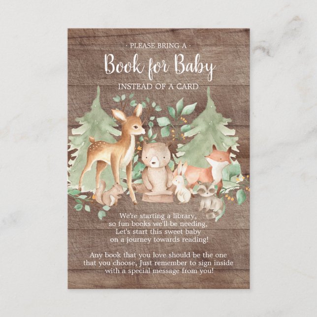 Rustic Woodland Forest Animals Book for Baby Card (Front)