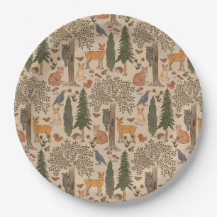 Rustic Woodland Forest Animals Boy Baby Shower Paper Plate