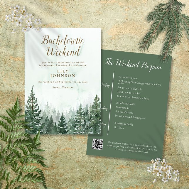 Rustic Woodland Forest Camp Bachelorette Weekend Invitation (Rustic Woodland Forest Camp Bachelorette Weekend Invitation)