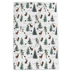 Rustic Woodland Forest Deer/Buck Christmas Medium Gift Bag
