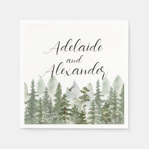 Rustic Woodland Forest Green Wedding Napkin