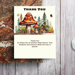 Rustic Woodland Forest Mushroom Baby Shower Fall  Thank You Card