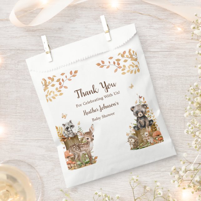 Rustic Woodland Forest Neutral Baby Shower  Favour Bag (Clipped)