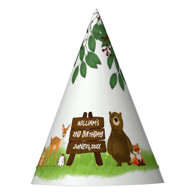 Rustic Woodland Forest Party Animals  Hat (Front)